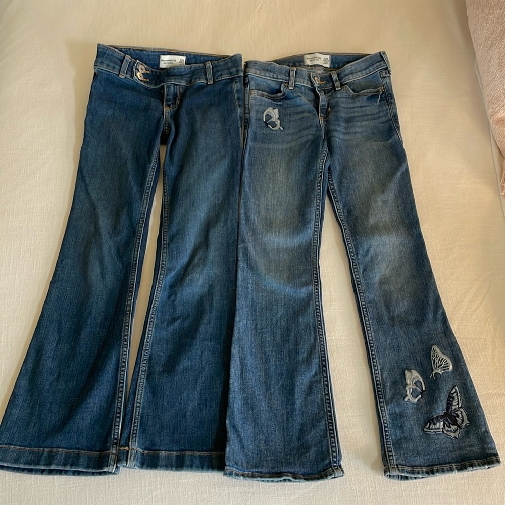 Abercrombie Kids low rise boot-cut girls jeans.